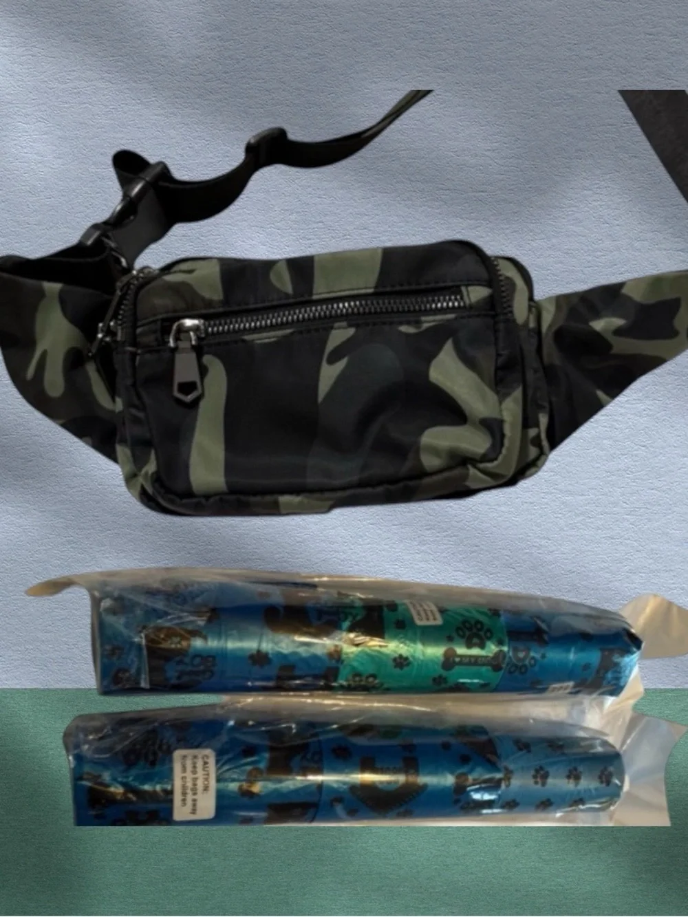 Camo Fanny Pack + Dog Poop Bag Dispenser Set | Hands-Free Dog Walking Essentials